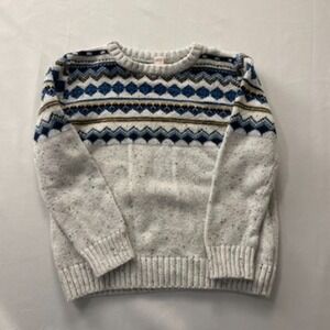 Cat & Jack Toddler 5T Grandpa Sweater Marled Blue/Cream